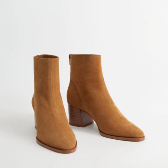 Mango Shoes - MANGO Heel Leather Ankle Boot - Size 7.5